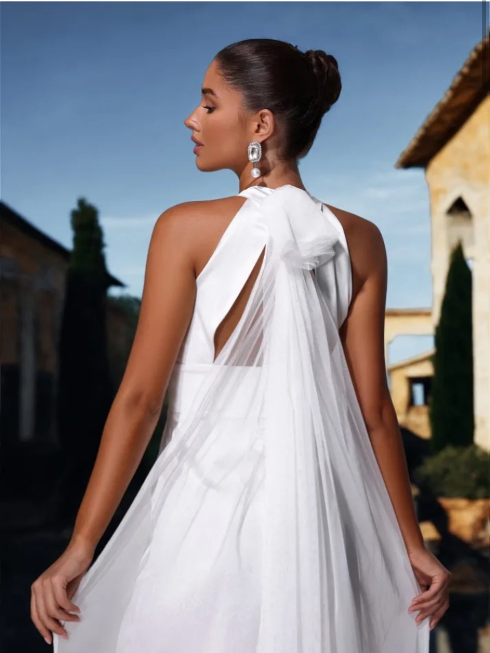 BELLA BARNETT WHITE SATIN JUMPSUIT